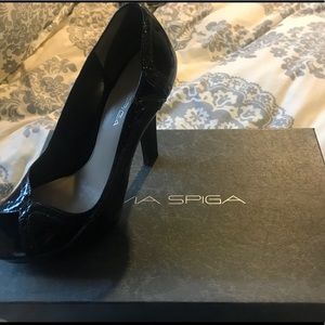 Via Spiga peep toe pumps w platform